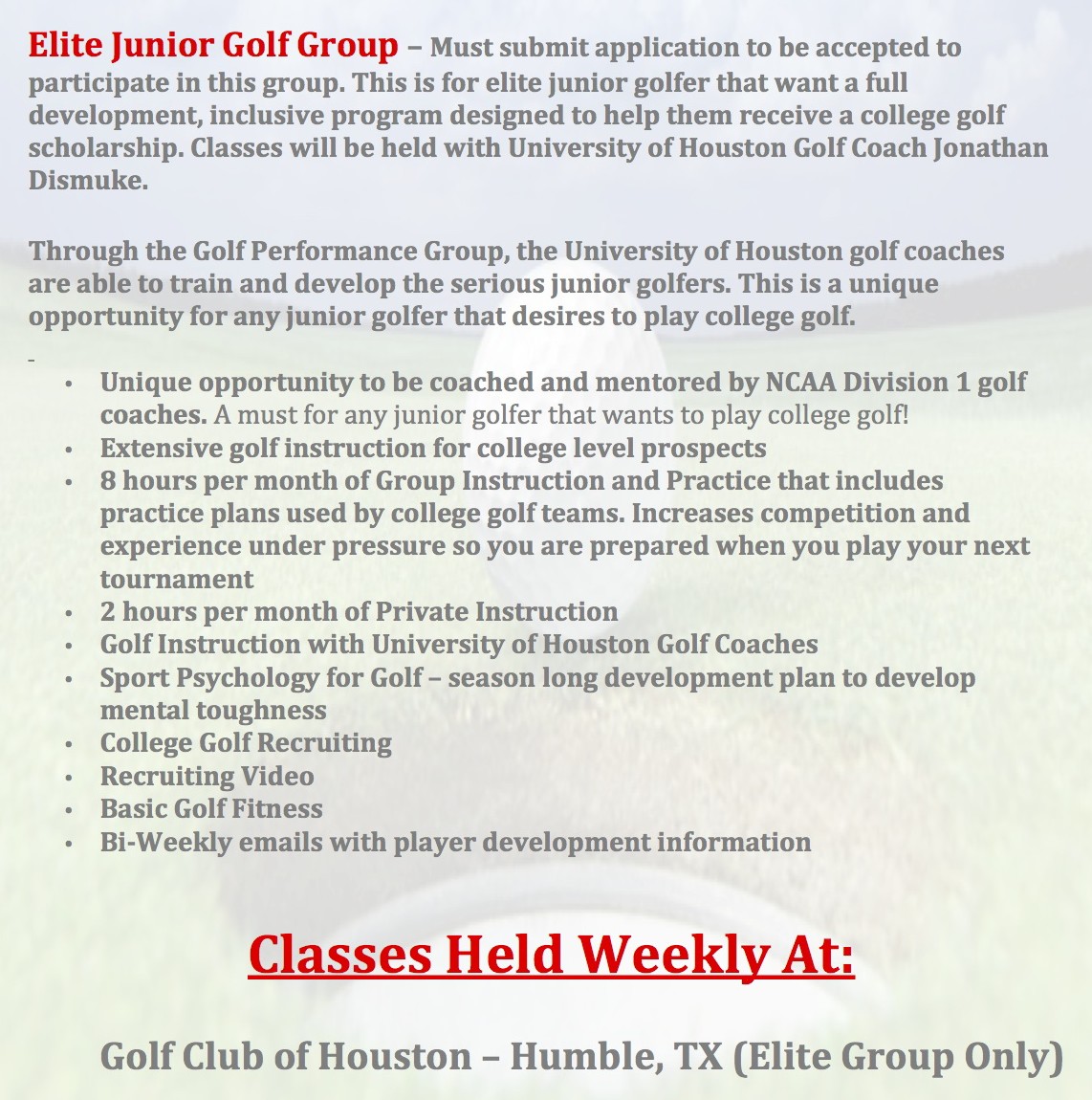 elite houston junior golf